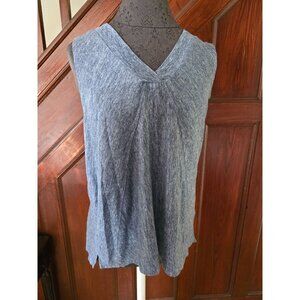 Sigrid Olsen Womens Sleeveless Knit Top  Blue Heather  Size XL  100% Linen
